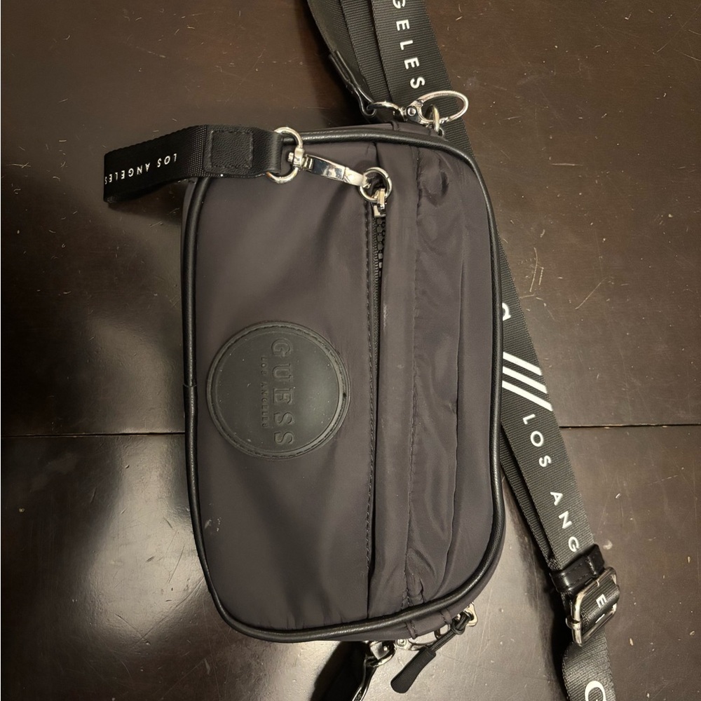 Guess Black Belt Bag with Logo Strap